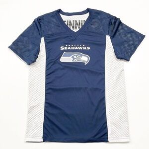Seattle Seahawks little boys NFL flag football reversible jersey